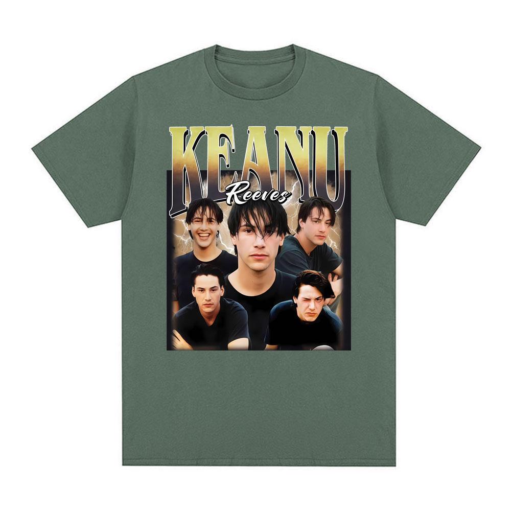 Keanu Reeves Vintage 90er Jahre Print T-Shirts Unisex Damen Mode Hip Hop T-Shirt Hohe Qualität Übergroßes Kurzarm T-Shirt Streetwear