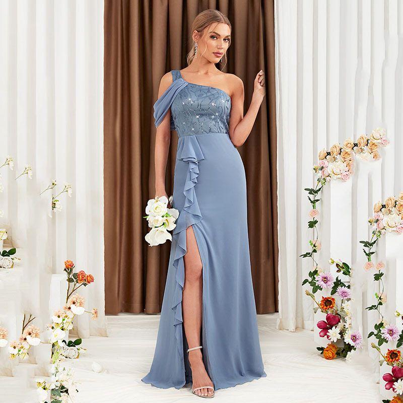 Evening Dress for Women, New Style, High-End, One-Shoulder, Host Annual Meeting Dress, Sexy Party Dress Image color S