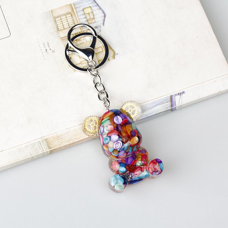 Crystal Resin Bear Keychain - Creative Hugging Bear Design for Car Keys