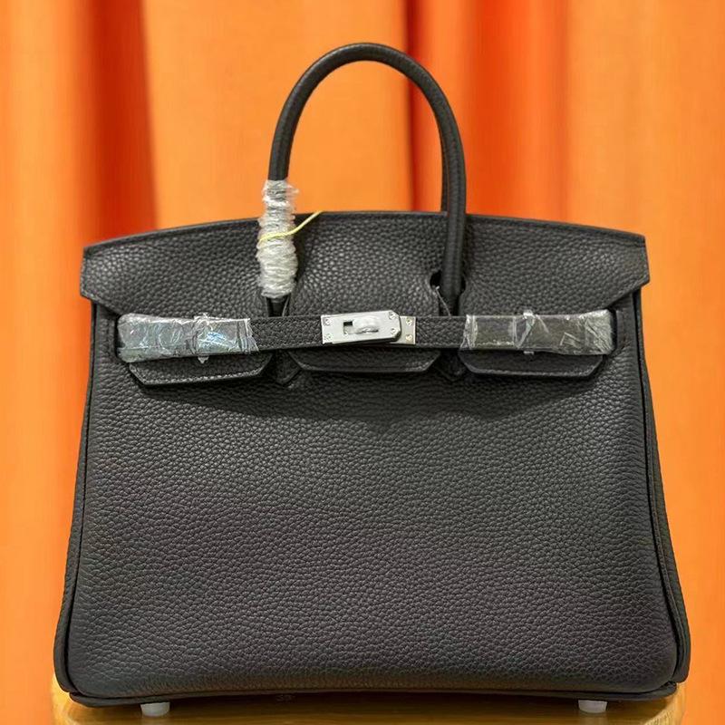 Li-Muster Togo-Leder 25/30/35 cm Rindsleder erste Schicht tragbare Pendlertasche Damen Goldene Schnallenverzierung