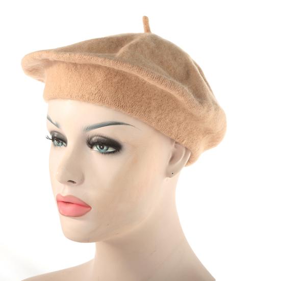 Women Girl Solid Color Warm Winter Beret French Artist Beanie Hat Ski Cap