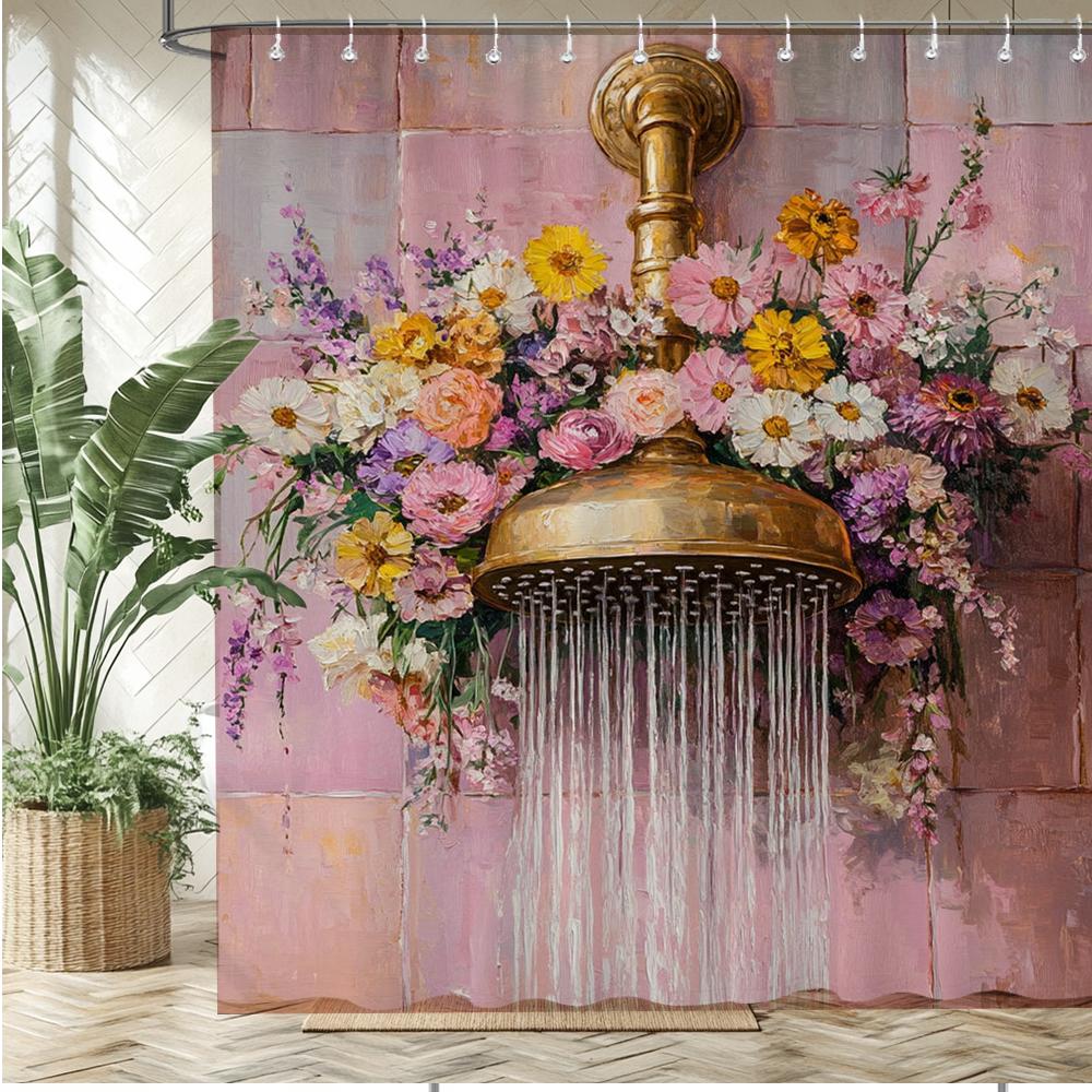 

Watercolor flower shower pattern Shower Curtain Bath Curtain flowers Print Bathroom Curtains for Home decoration curtain W90xH180cm
