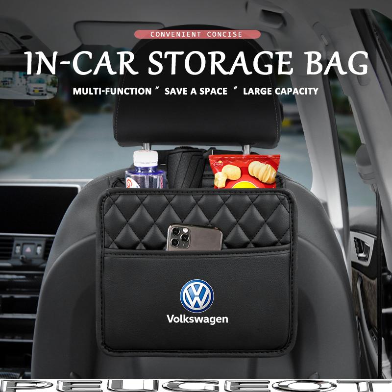 Car Seat Backrest Storage Stowing Tidying Pocket For VW GTI Polo Golf Passat MK6 MK7 Jetta Tiguan Arteon CC Taigo T-ROC Hub Cap