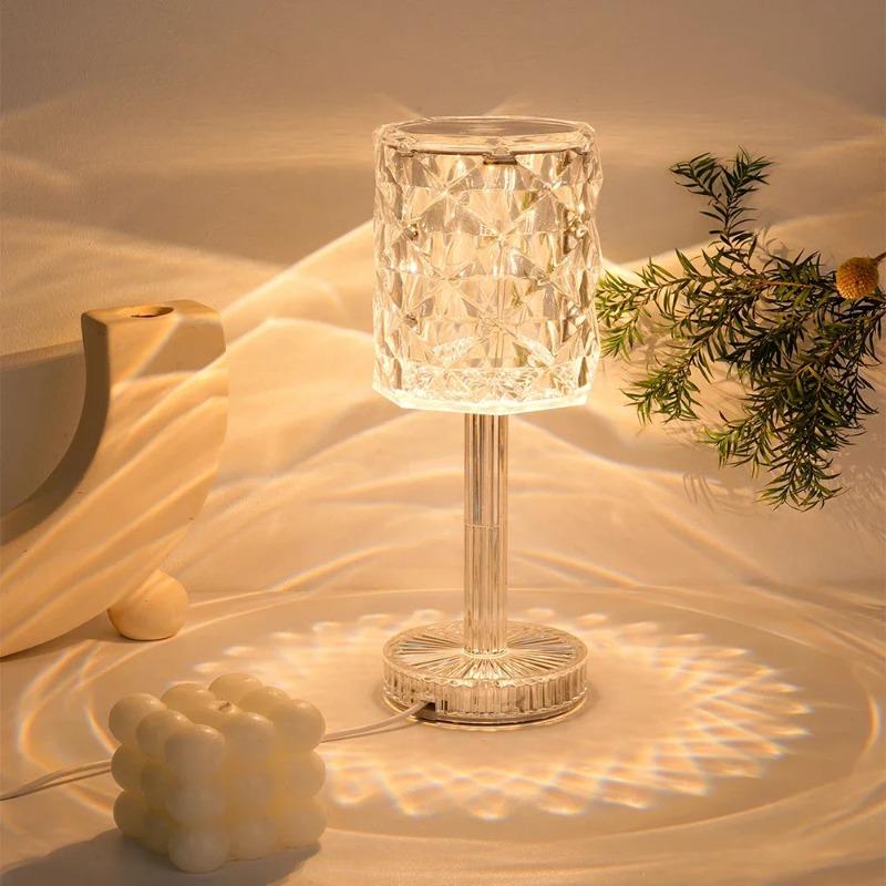 Luce Proiettore Rosa a LED 3/Colori RGB Spina USB Regolabile Atmosfera Romantica Diamante Decorazione Camera da Letto Scrivania Luce Notturna