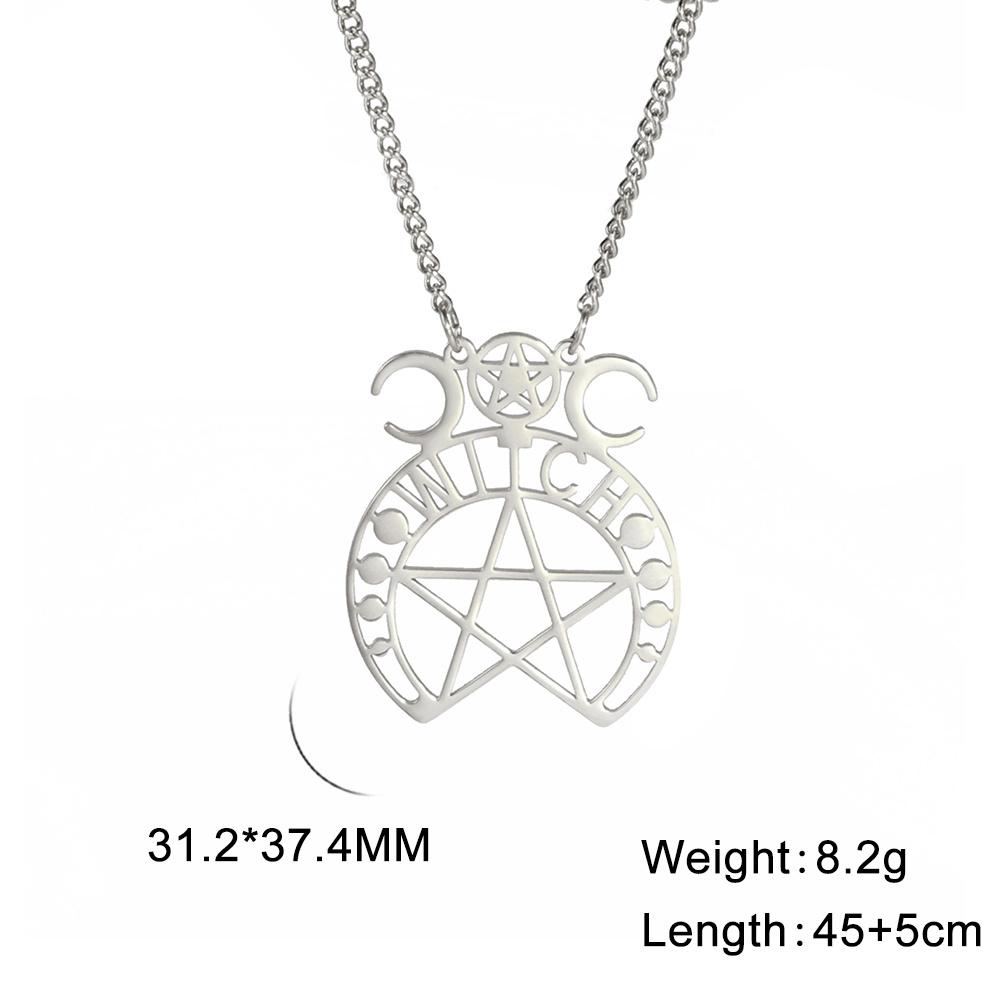 Fashion triple moon goddess necklace with hollowed out trinity moon goddess stainless steel amulet jewelry gift 45-50cm