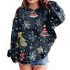Genç Kızlar İçin Sweatshirtler Kapüşonlu Uzun Kollu İpli Kazak Sevimli Oversize Kapüşonlu Noel Günü