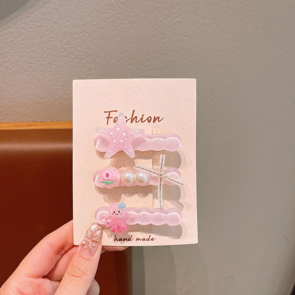 Summer Ocean Starfish Shell Hairpin Cute Children'S Hairpin Duck Beak Clip Pearl Hair Accessories Headgear Clip Girl