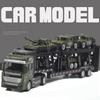 1/48 Maßstab 1 Set Transportermodell mit 6 Mini-Panzern Modell Druckgusslegierung Abnehmbares Pullback-Spielzeug Armeegrün Simulation Militär