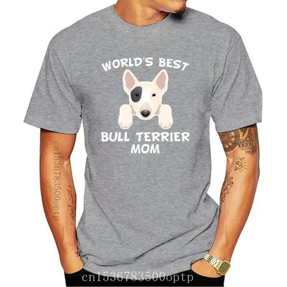 New Bull Terrier Mom Shirt - World'S Best Bull Terrier Mom Dog Owner T-Shirt Round Neck Tee Shirt