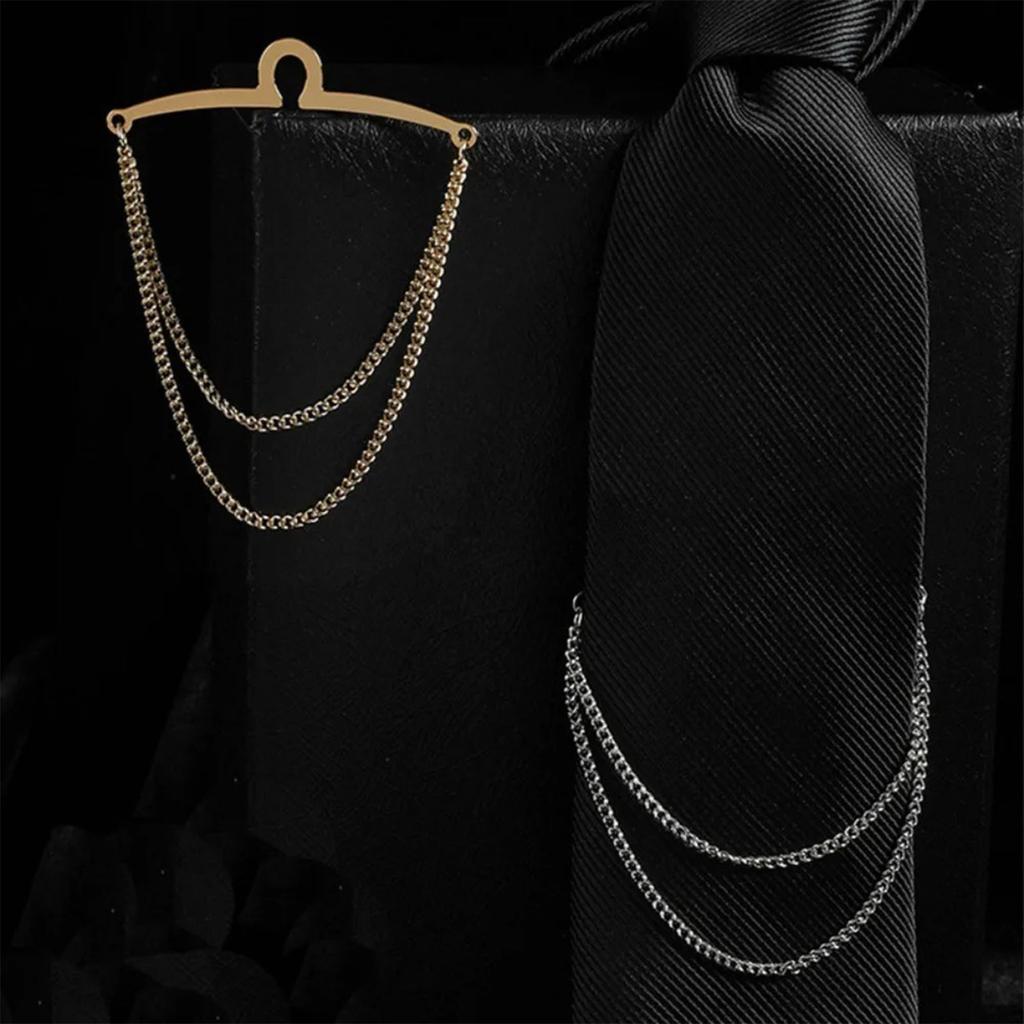Mens Vintage Tie Clip Shirt Chain Buckle U-Shaped Tie Chain Jewelry Business Banquet Wedding Formal Necktie Accessories