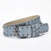 White PU Leather Punk Women's Belt Gothic Retro Hip Hop y2k Girls' Girdle Simple Design Rivet Needle Buckle Black Waistband