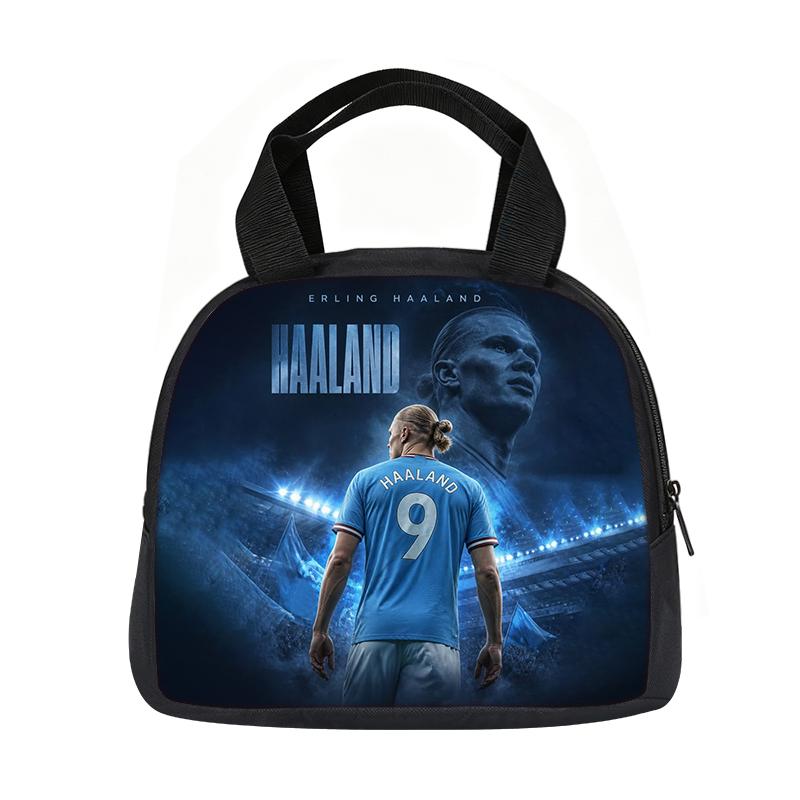 Learn, Travel Handbag Insulated Lunch Bag Reusable Haaland Lunch Box Football Star Student Bento Food Container Bags