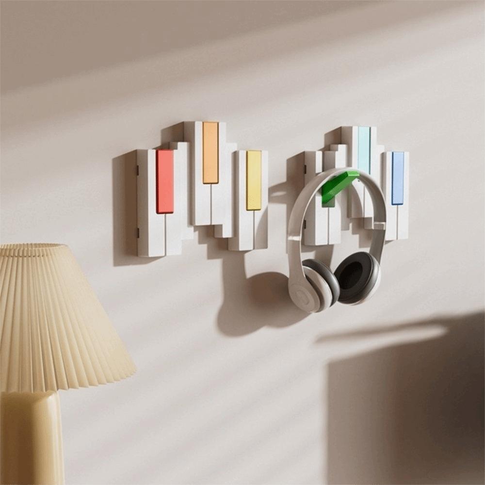 Dopamine Piano Key Shaped Wall Mounted Coat Rack Colorful No-drill Art Clothes Hook Foldable Space Saving Entry Hooks Home