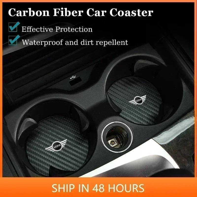 /Carbon Car Coaster Mat Interior Water Cup Pad Cushion For MINI Cooper One JCW Coupe R56 R53 R52 R50 R55 R57 R58 R59 R60 F55 F56 e1