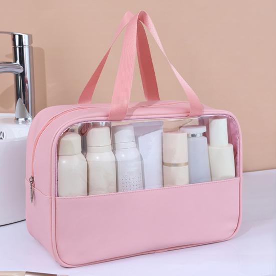 

Косметичка большой емкости, водонепроницаемая, прозрачная, из ПВХ, с портативной ручкой, на молнии, пылезащитная, многофункциональная, дорожная, косметичка, косметичка-органайзер, чехол