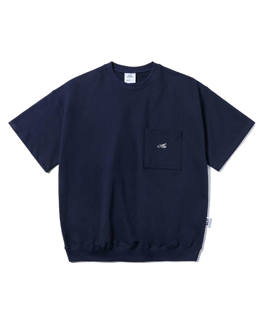 Eseulisseutyudio Lettering Pocket Short Sleeve T-Shirt Navy