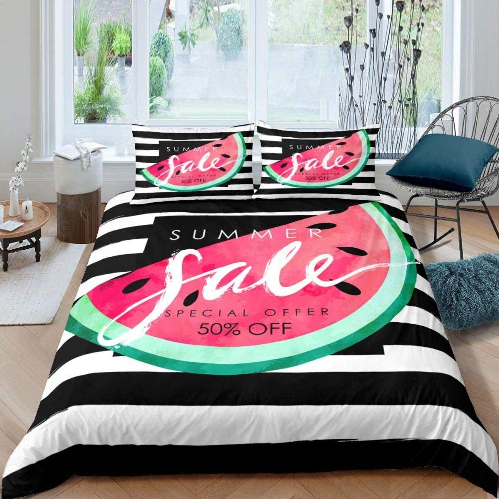 Lemon Fruit King Queen Duvet Cover Summer Cartoon Vegetable Plant Bedding Set For Kids Teens Adults Papaya Polyester Quilt Cover