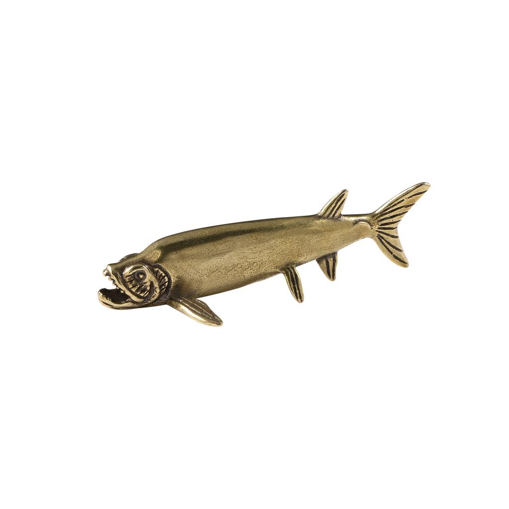 Brass Shark Small Ornament Animal Metal Figurine Tea Pet Desktop Office Desk Decoration Collection of Crafts Home Decor