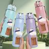 1PC Three Wooden Seagull Bird Print 750ml Color Plastic Sports Water Bottle Leakproof Flip Straw Lid Suitable for Sports Office Home Use
