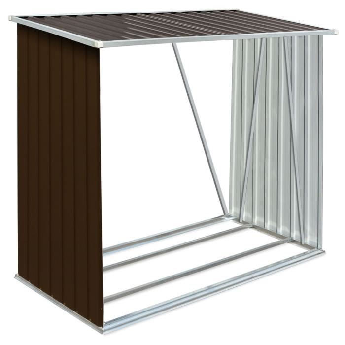 Galvanized Steel Wood Storage Shelter 163x83x154 Cm - VIDAXL - Brown