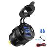 Quick Charge 3.0 Dual-USB-Autoladegerät, Schnellladebuchse, Aluminium-Steckdose mit LED-Voltmeter für 12 V, 24 V, Auto, Boot