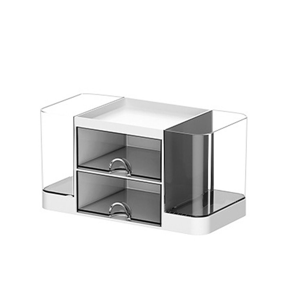 Пластиковый настольный органайзер с прозрачными регулируемыми разделителями ящик для хранения канцелярских принадлежностей вместительный держатель для ручек для общежития белый 6219₽