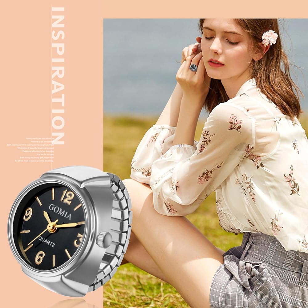 "Stainless Steel Ring Watch for Women Analog Waterproof Quartz Fashion Accessory Free Size"