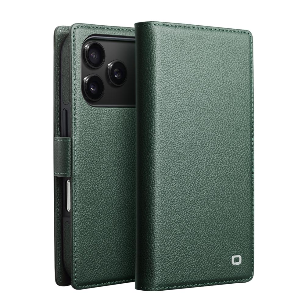 QIALINO For iPhone 17 Pro Max Case Compatible with MagSafe Detachable Genuine Cow Leather Wallet Phone Cover