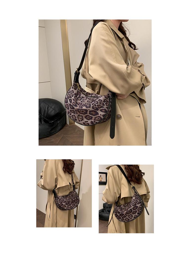 Retro Leopard Print Crossbody Bag: Autumn/Winter Fashion Versatile One-Shoulder Women's Dumpling Bag