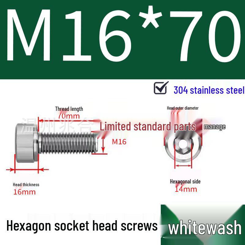 304 Stainless Steel Hexagon Socket Head Cap Screw M10-M16