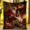 Christmas Santa Claus Theme Printed Blanket - Perfect for Couch, Bed, Travel & Outdoor Use | Machine Washable, Cozy & Durable.