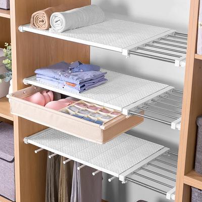 Storage Shelf Retractable Rack Bracket Nail-free For Walls Cabinets Bookshelves Wardrobe Layer Partition Storage Rack Shelf