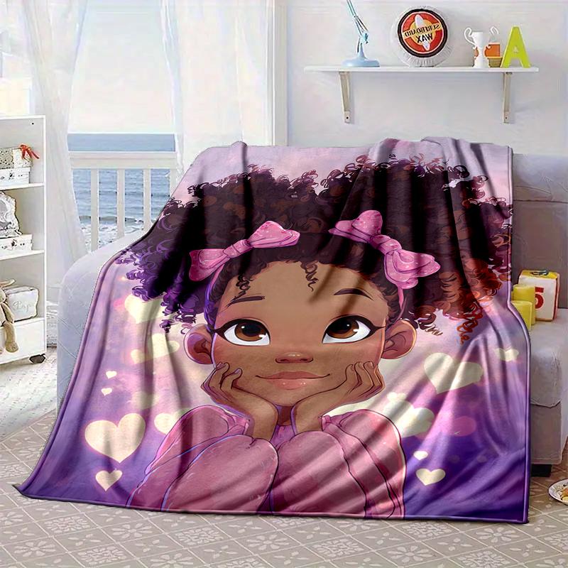 Black Princess Magic Celebration Blanket Flannel Blanket for Bed, Sofa, Camping, Hiking, Picnic Essentials, Gift for Family Fan Gifts