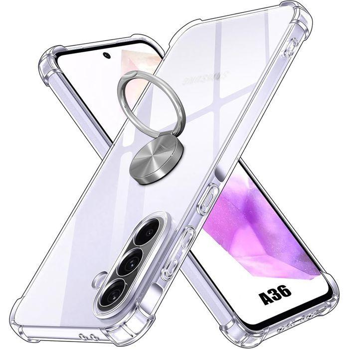 Protective Case - BOOLING - for Samsung Galaxy A36 - Transparent - 360° Rotating Ring - Shockproof