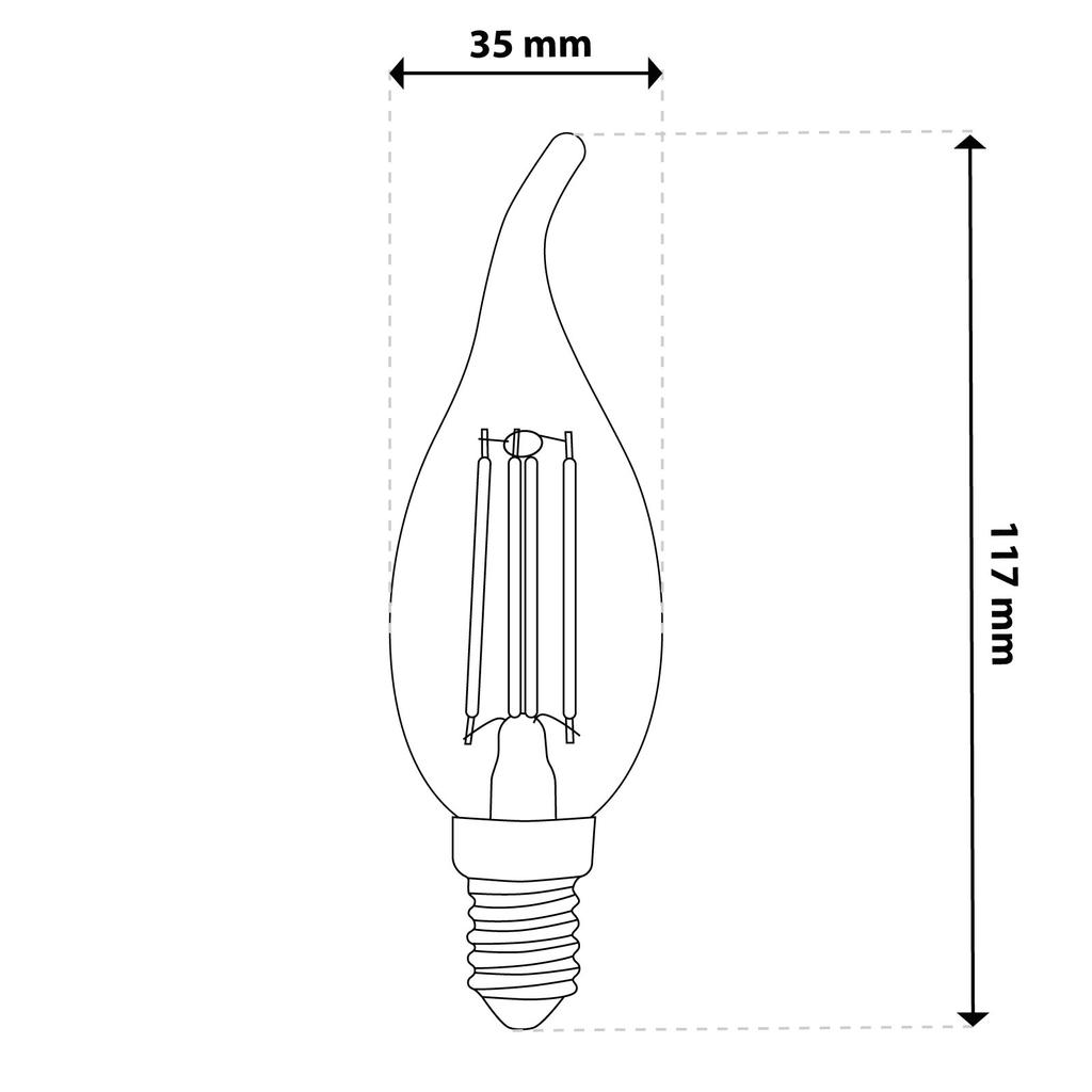 6X E14 Led Bulb Candle Ba35 2.2W 470Lm = 40W 2700K Warm 360° Filament Class A Lumiled