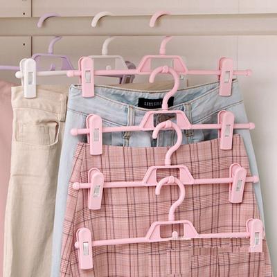 5 Pcs Household Stackable Clothes Hanger Balcony Trouser Rack Skirt Rack Multifunctional Non-slip Adjustable Drying Rack MIT
