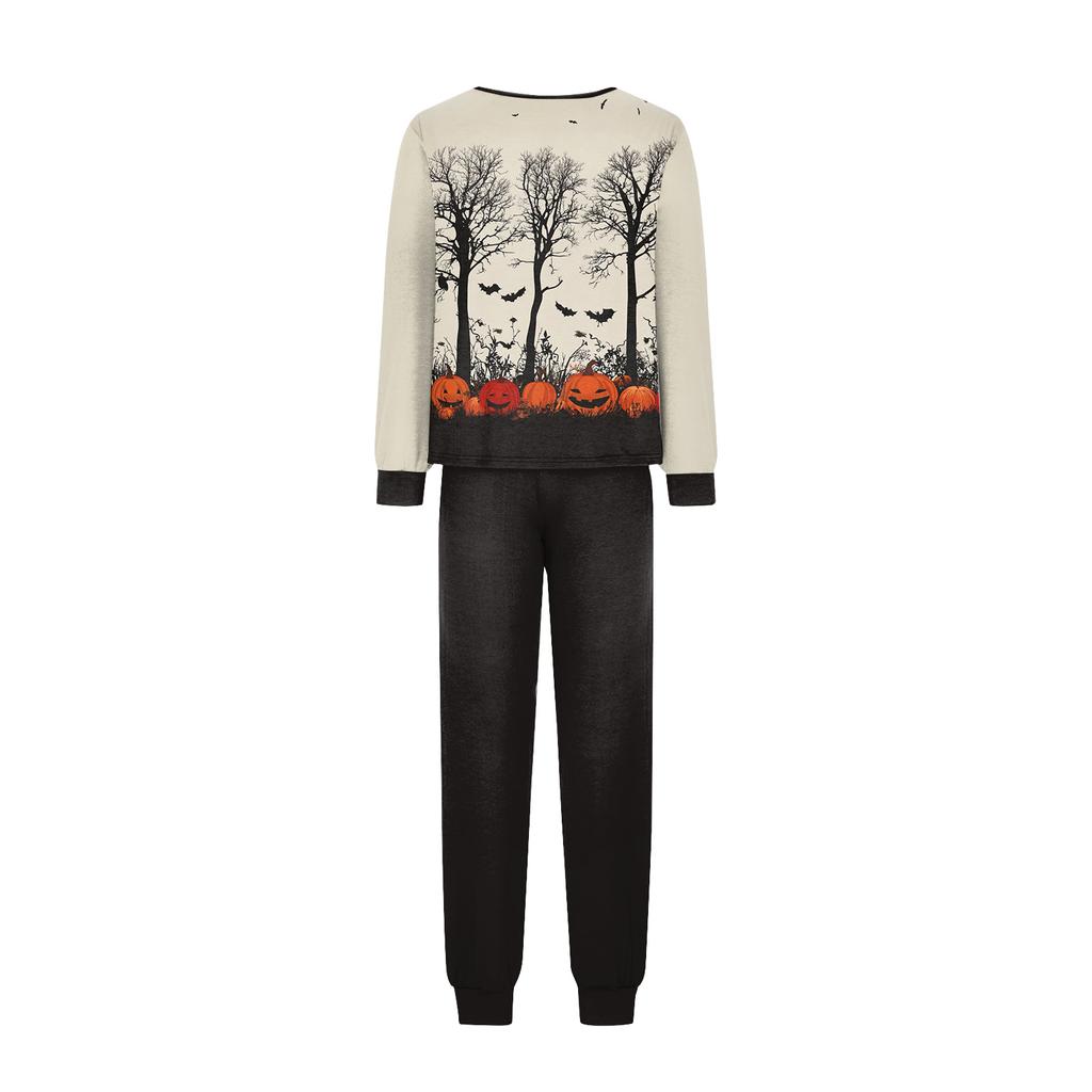Matching Family Halloween Printed Long Sleeve Pajama Set for Parents and Kids