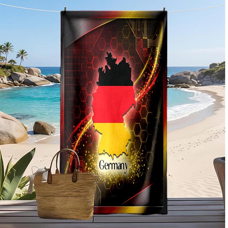 Germany Football Print Beach Towel Quick Dry Super Absorbent Soft Bath Towel for Swimming Beach Travel Fan Souvenir Gift