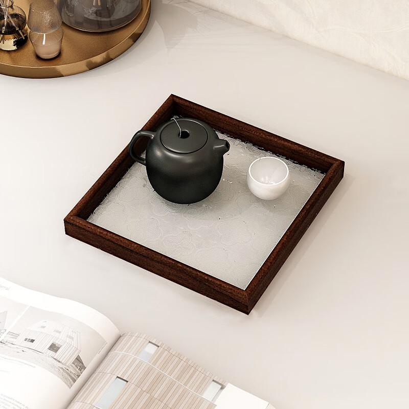 Поднос сервировочный из тисненого стекла Бегония Small Square