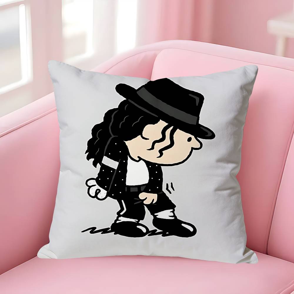 Lindas Fundas de Almohada Chibi de Michael Jackson para Dormitorio Sala de Estar Sofá Decoración del Hogar Funda de Cojín de Poliéster con Cremallera