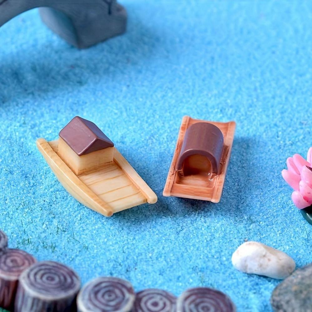 Wooden Boat Micro Landscape Boat Micro Landscape Mini Boat Fish Tank Decoration  Dollhouse