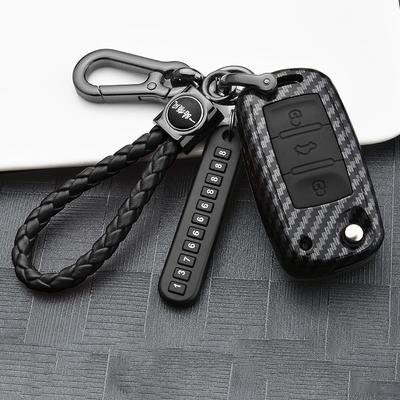 Silikon Kolfiber Bilnyckel Fodral för Volkswagen Vw Golf Bora Jetta Polo Passat B5 B6 Skoda Octavia A5 Fabia Seat Ibiza