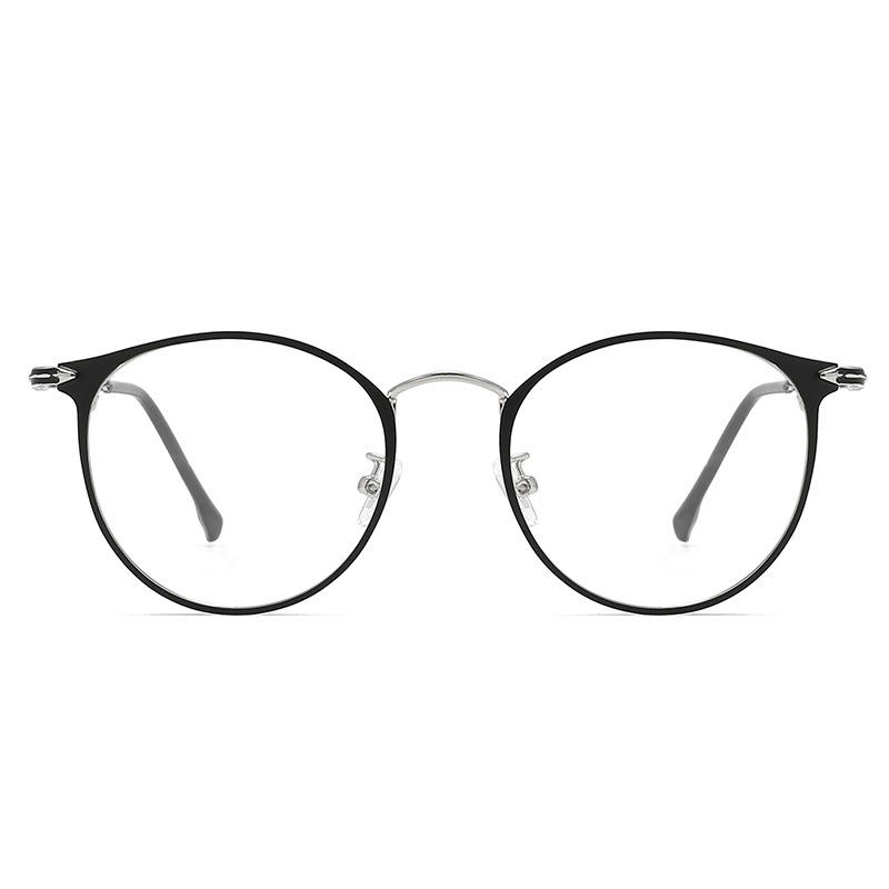 Arrow Flat Light Glasses Frame Men'S And Women'S Trend Retro Metal Eyebrow Frame Color-Changing Anti-Blue Light Glasses