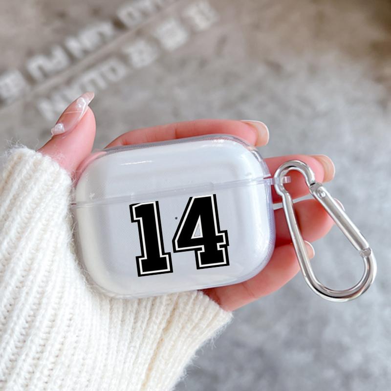 

Чехол для Apple Airpods 2 1 Чехлы для наушников с крючком Модный Черный Номер футбол Для Airpod Pro 3 Pro2 Прозрачные Защитные чехлы Airpods 3