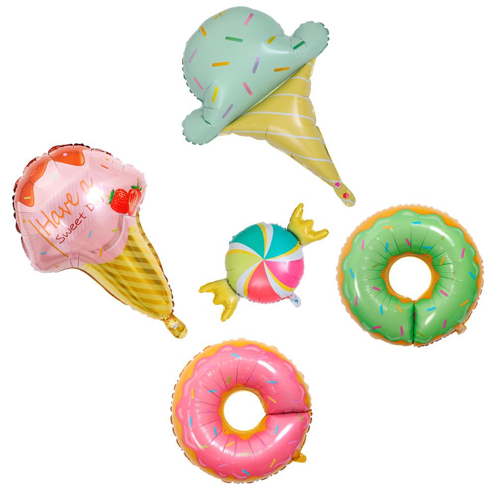 5 Pcs Halloween Balloon Child Number Balloons Ice Cream Donut Aluminum Film Photo Prop
