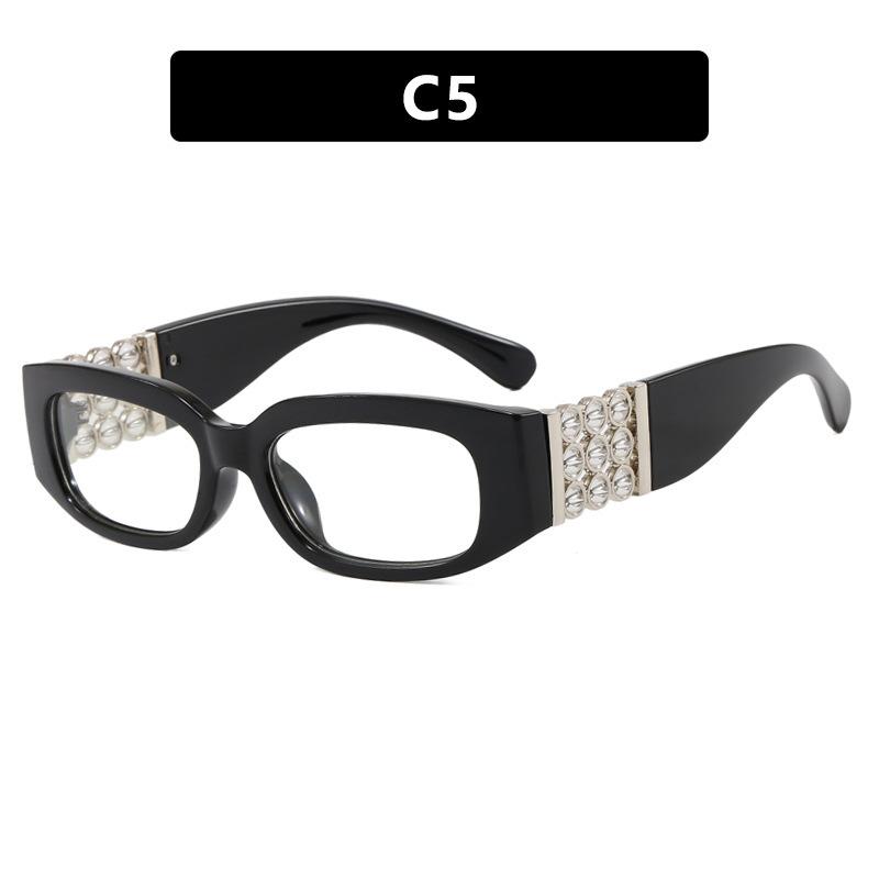 European and American fashion pearl decorative sunglasses trend photo sunglasses UV protection plain all-match sunglasses