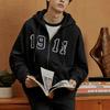 Men's FILA Sweatshirts Unisex Black Hooded Moderate Cardigan