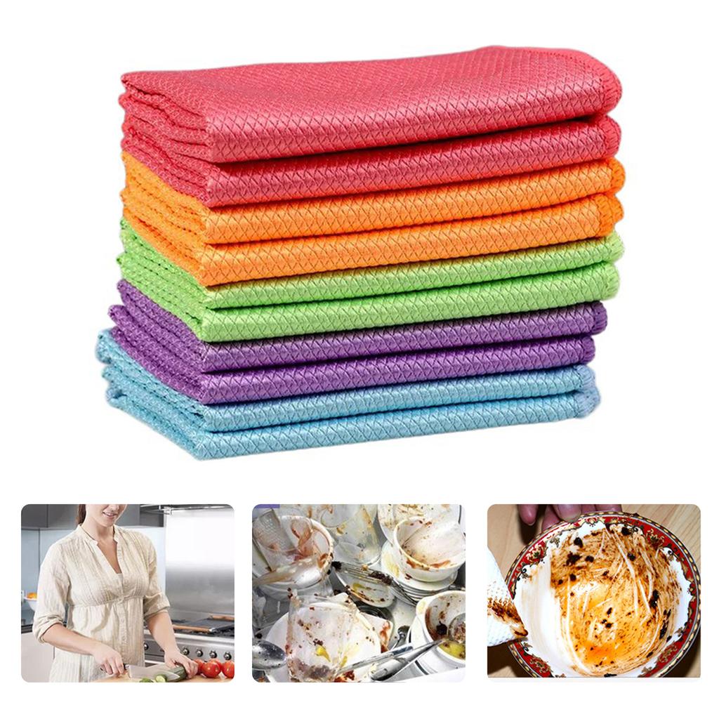Lints Freely Microfiber Wipes, 10Pcs Fish Scales Cleaning Cloth for Household Leaves No Streak Or Fibers Behind