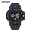SANDA Women's Trendy LED Dual Display Waterproof Watch with Hourly Chime
