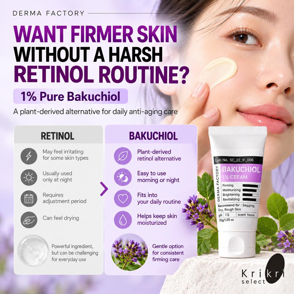 DERMAFACTORY Bakuchiol 1% Cream 30g Plant Retinol Alternative Anti Aging Firming Wrinkle Care